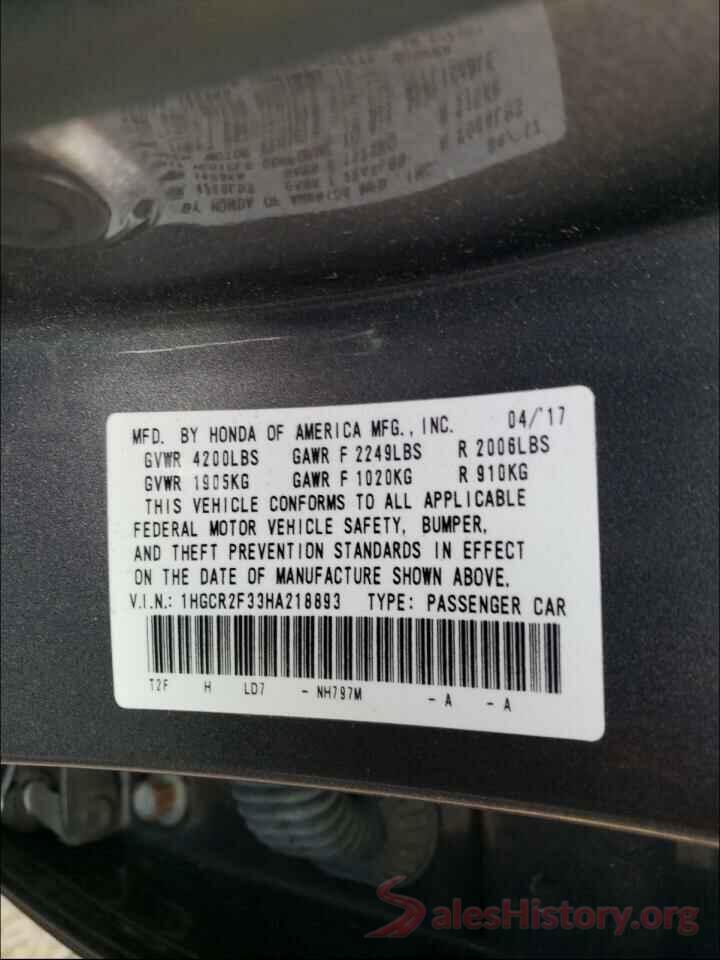 1HGCR2F33HA218893 2017 HONDA ACCORD