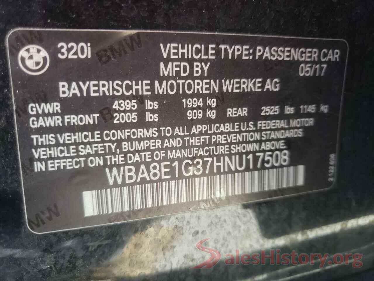 WBA8E1G37HNU17508 2017 BMW 3 SERIES