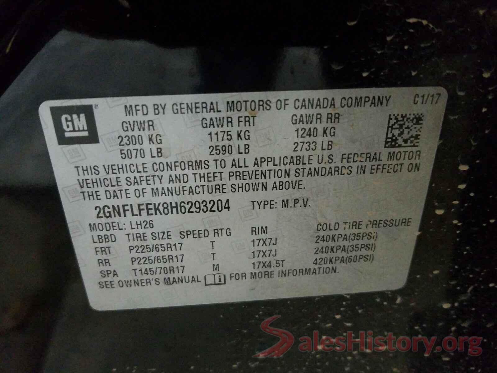 2GNFLFEK8H6293204 2017 CHEVROLET EQUINOX