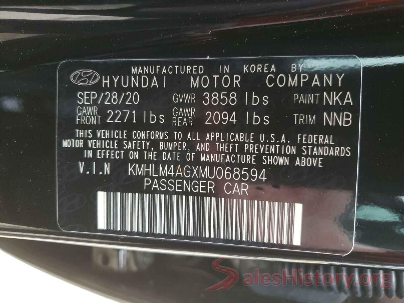 KMHLM4AGXMU068594 2021 HYUNDAI ELANTRA