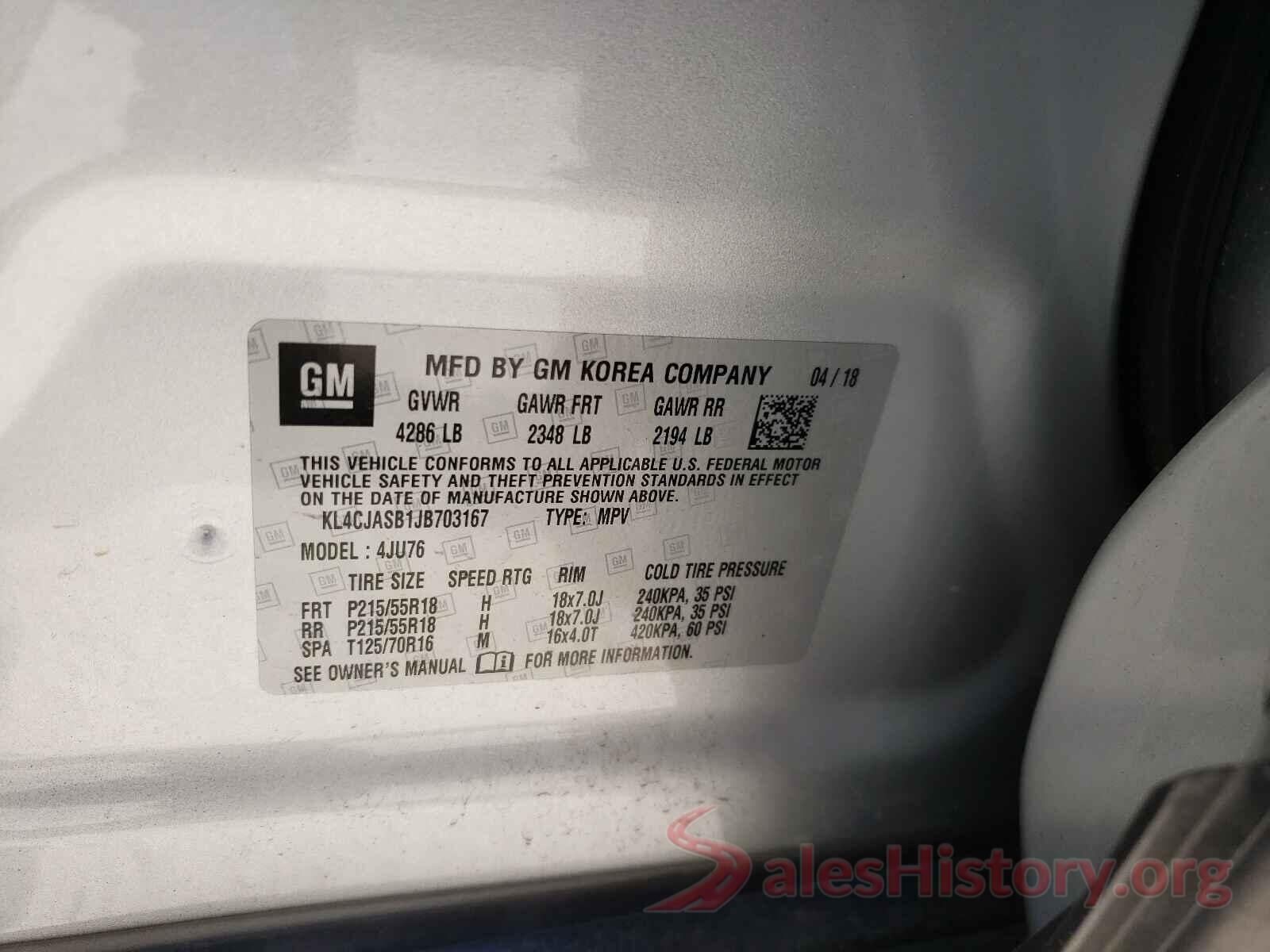 KL4CJASB1JB703167 2018 BUICK ENCORE