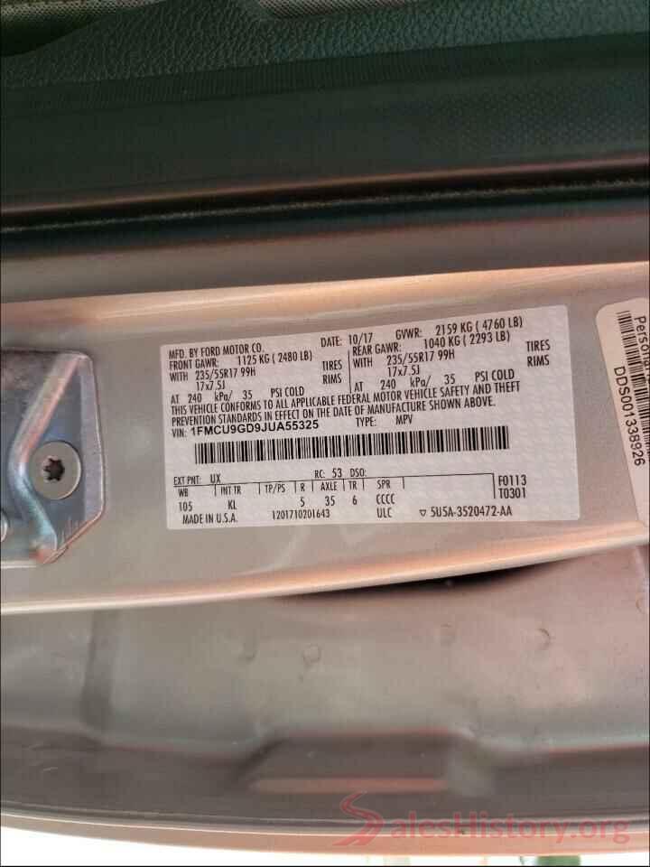 1FMCU9GD9JUA55325 2018 FORD ESCAPE