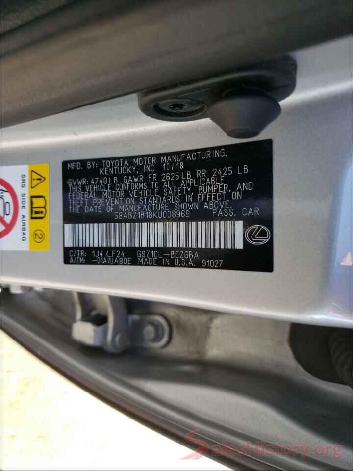 58ABZ1B18KU008969 2019 LEXUS ES350