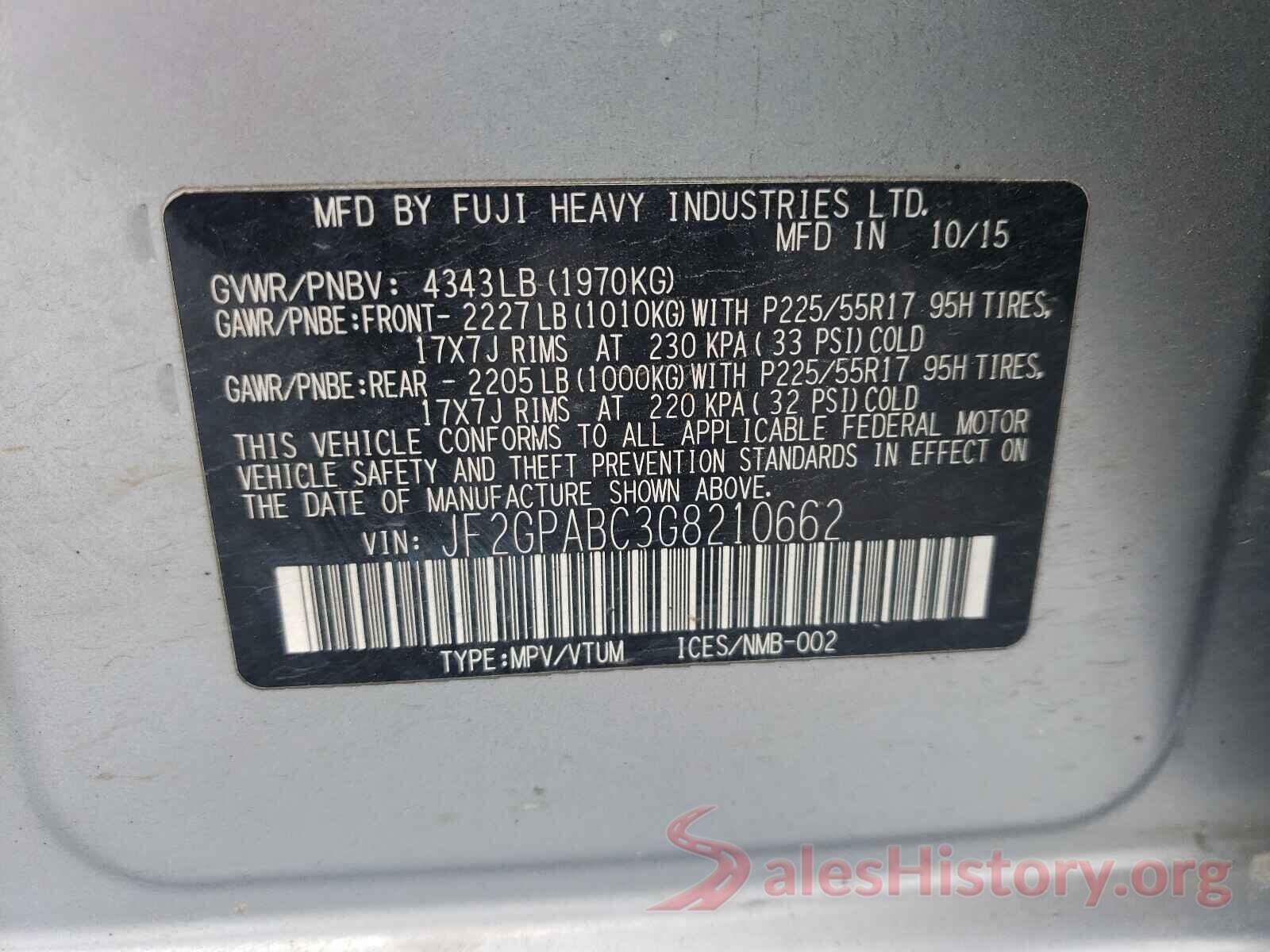 JF2GPABC3G8210662 2016 SUBARU CROSSTREK