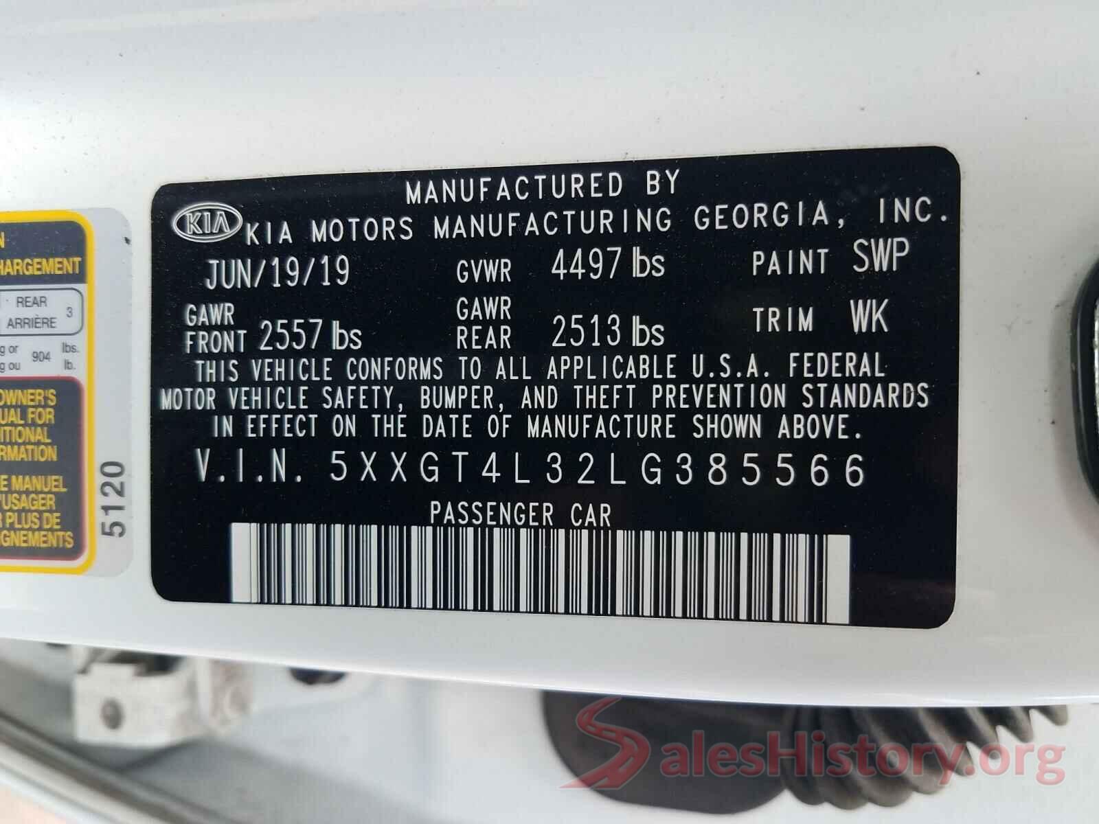 5XXGT4L32LG385566 2020 KIA OPTIMA