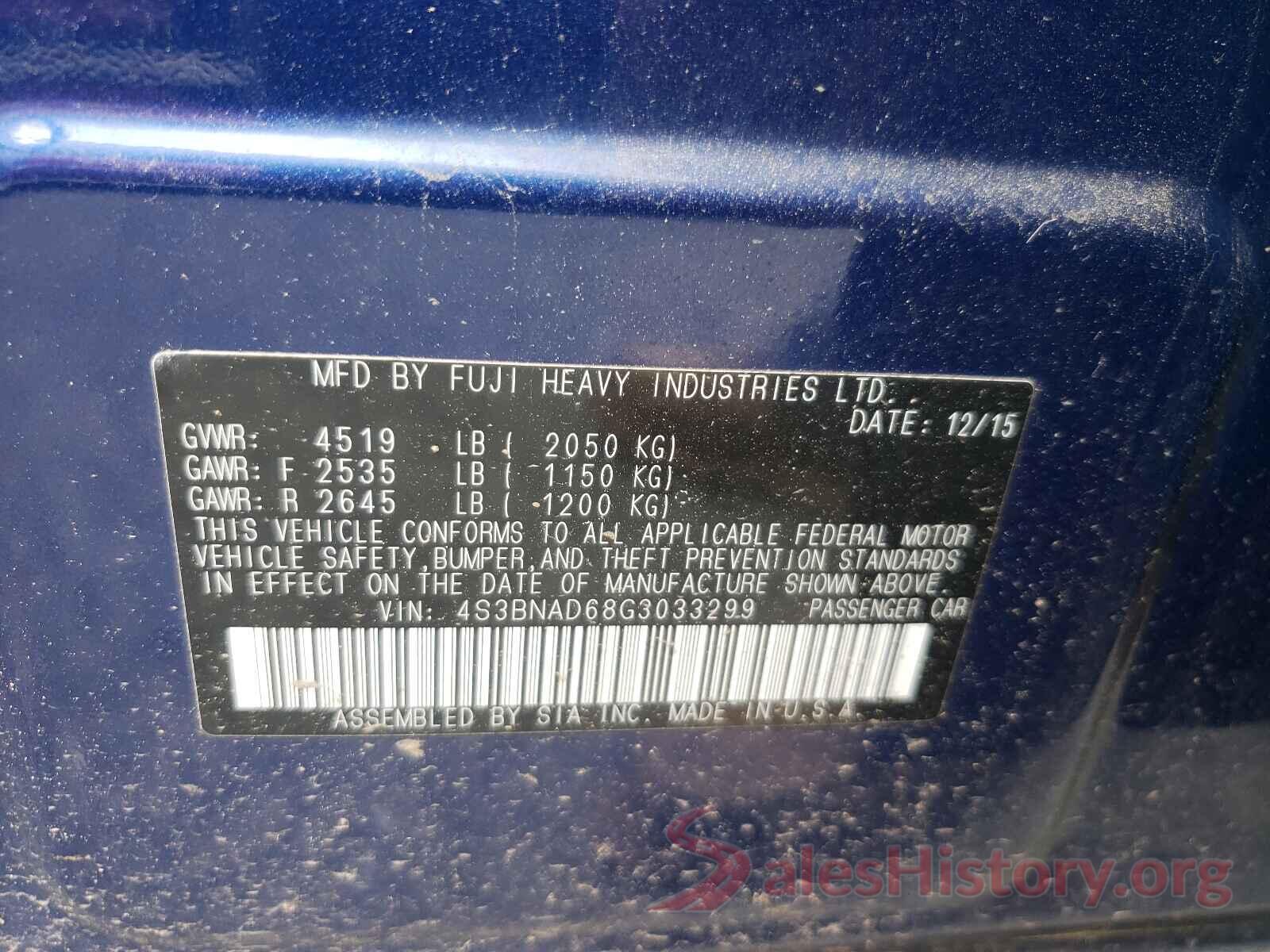 4S3BNAD68G3033299 2016 SUBARU LEGACY