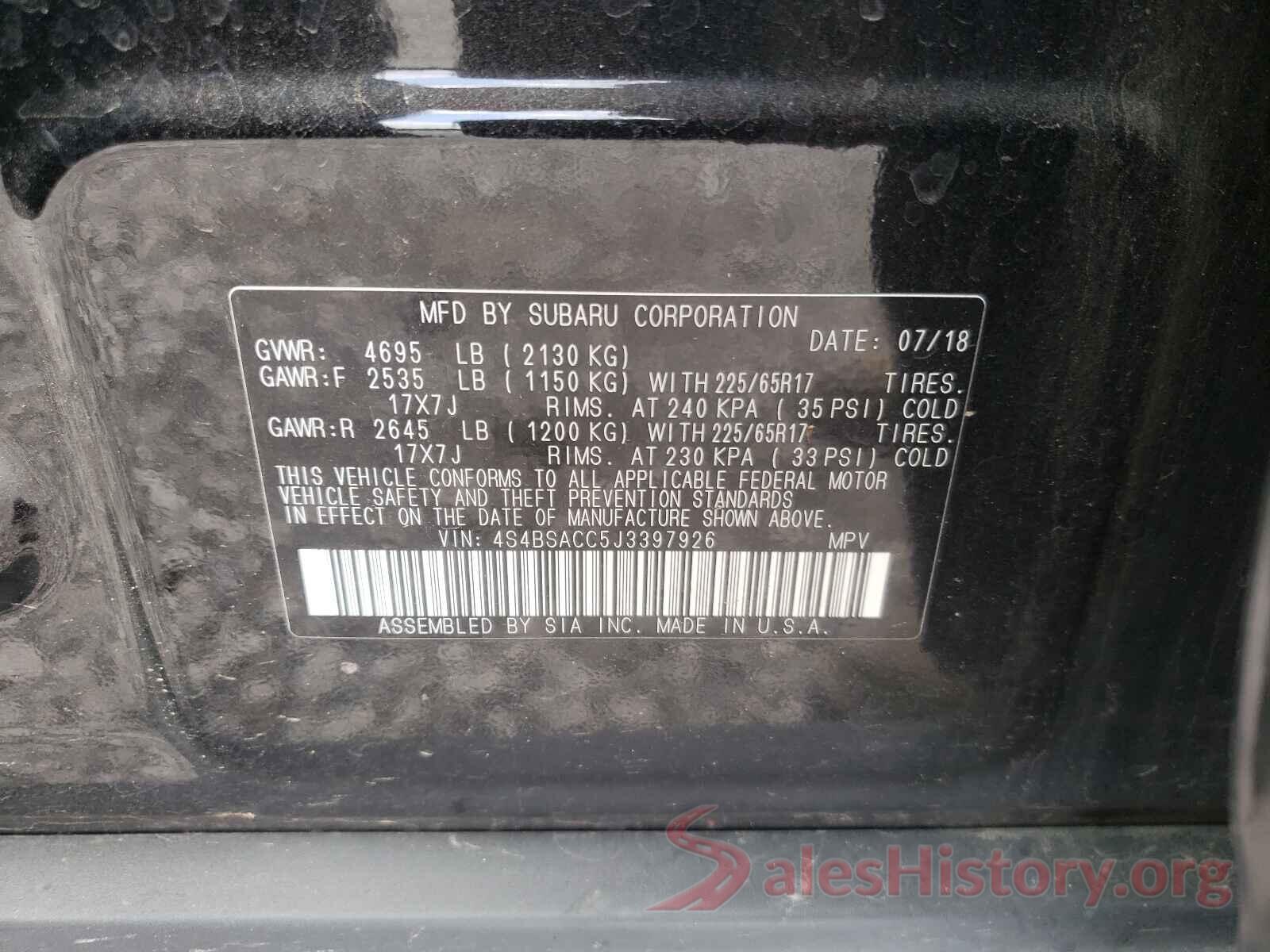 4S4BSACC5J3397926 2018 SUBARU OUTBACK