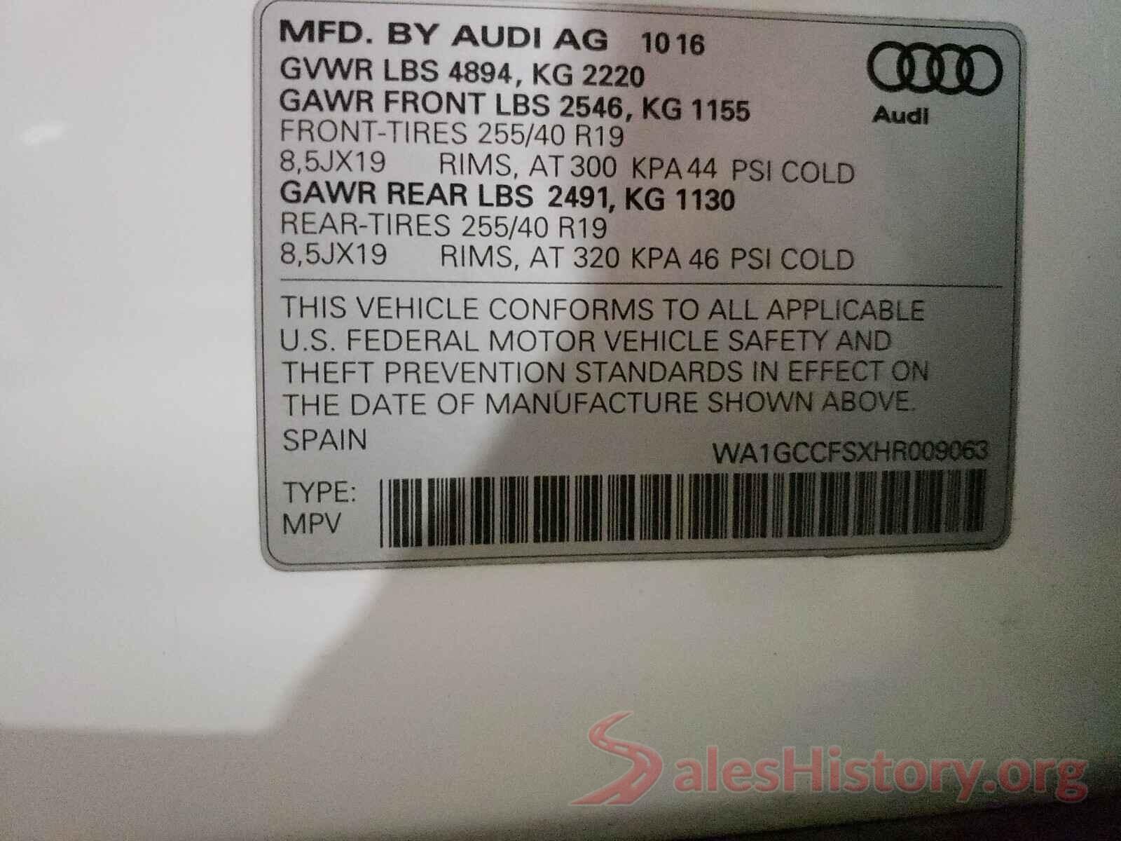 WA1GCCFSXHR009063 2017 AUDI Q3