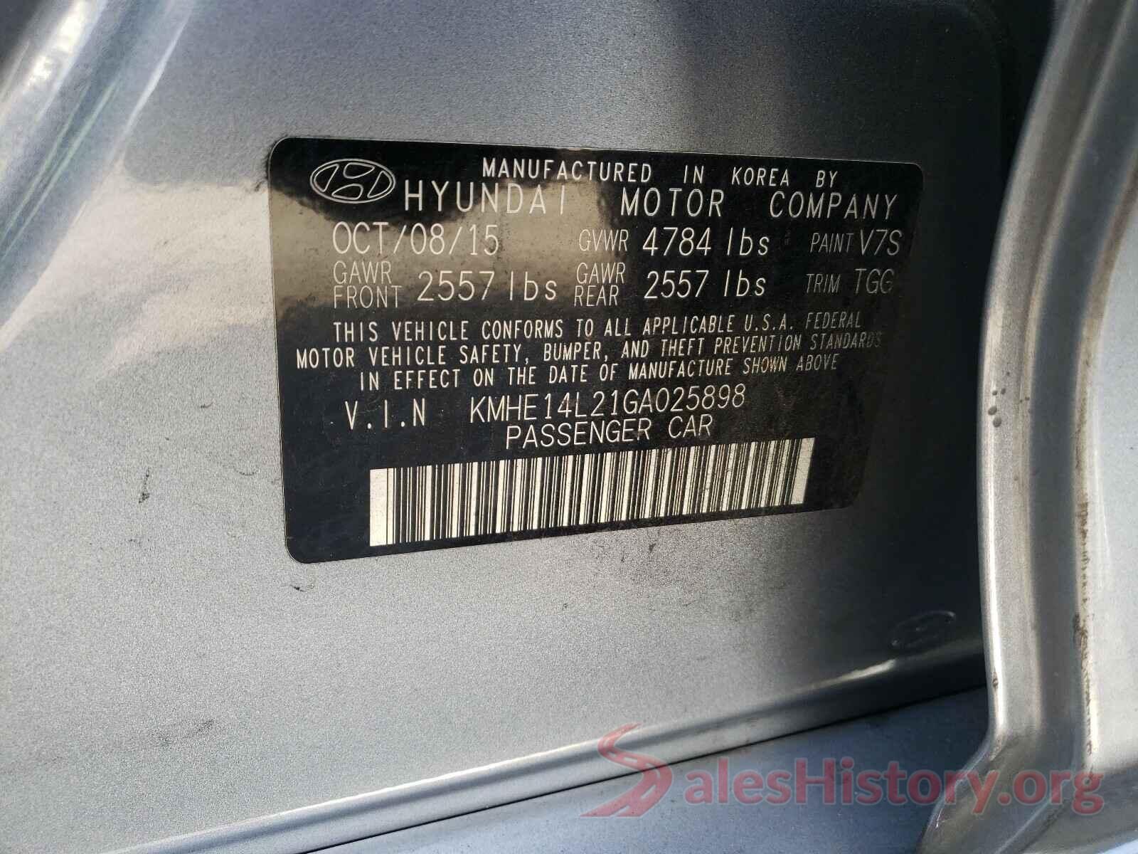 KMHE14L21GA025898 2016 HYUNDAI SONATA