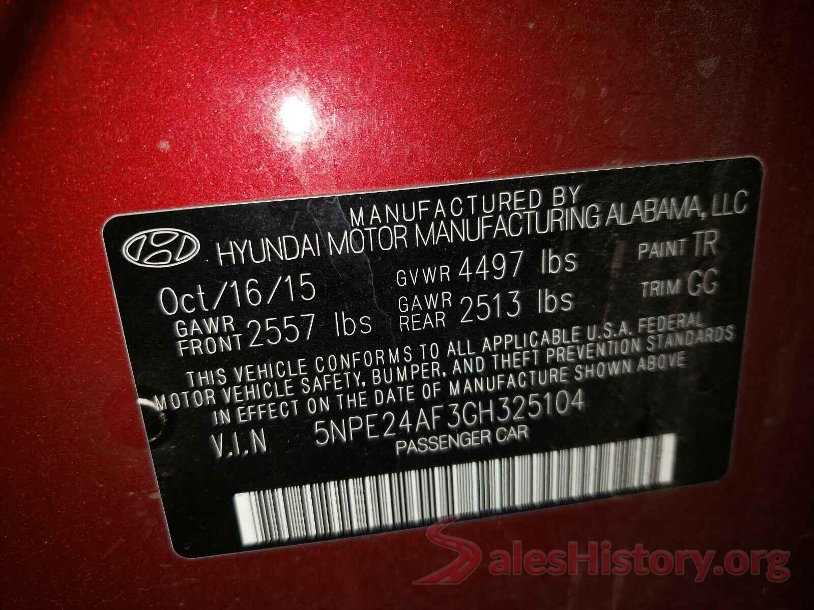 5NPE24AF3GH325104 2016 HYUNDAI SONATA