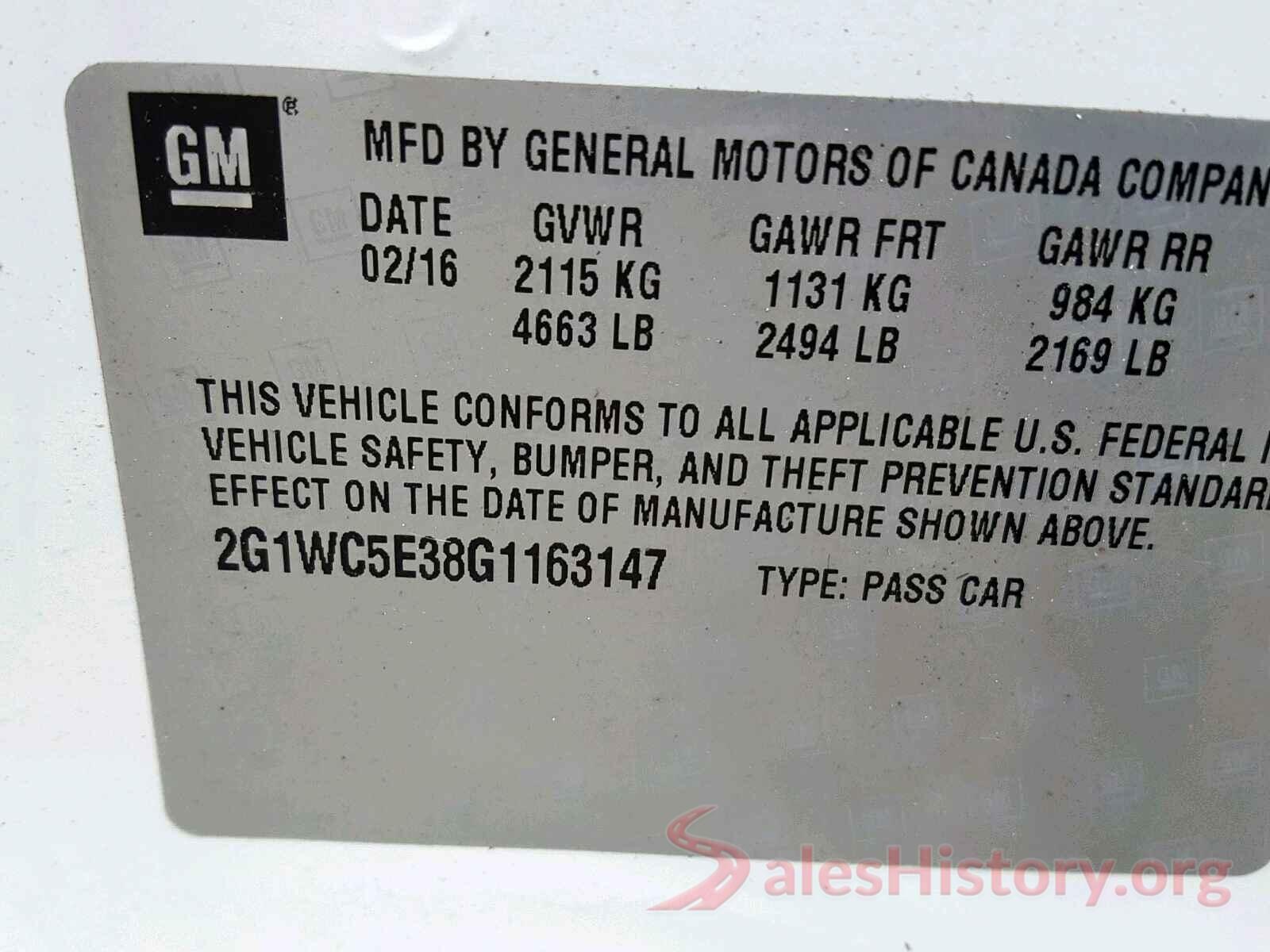 2G1WC5E38G1163147 2016 CHEVROLET IMPALA