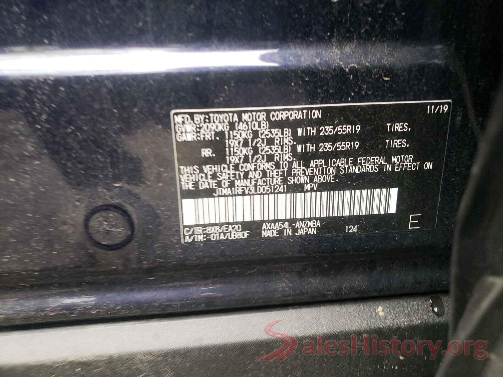 JTMA1RFV3LD051241 2020 TOYOTA RAV4