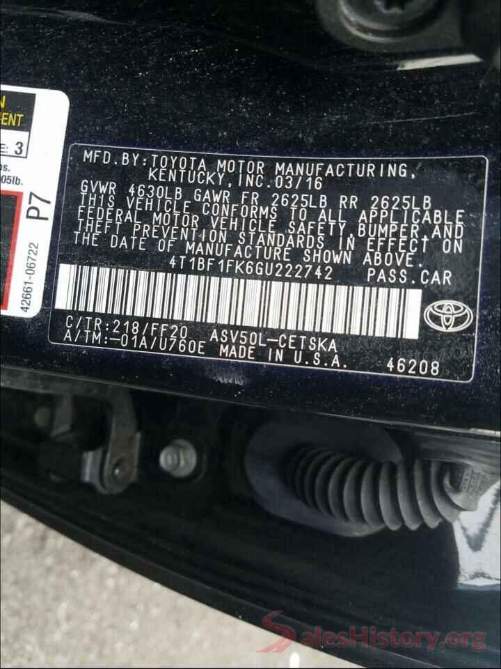 4T1BF1FK6GU222742 2016 TOYOTA CAMRY