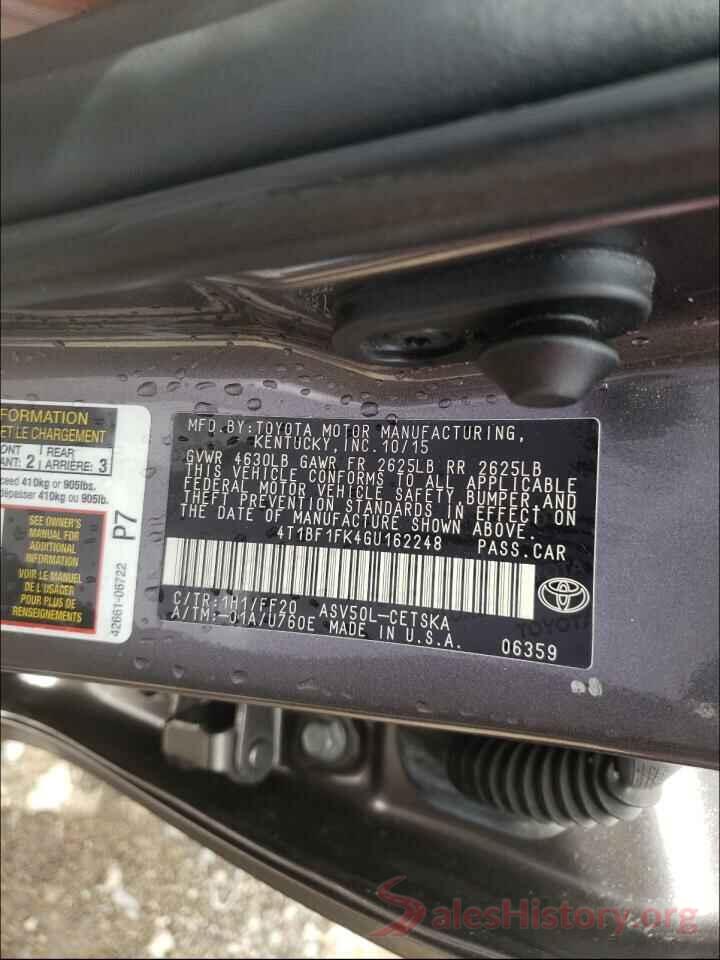 4T1BF1FK4GU162248 2016 TOYOTA CAMRY