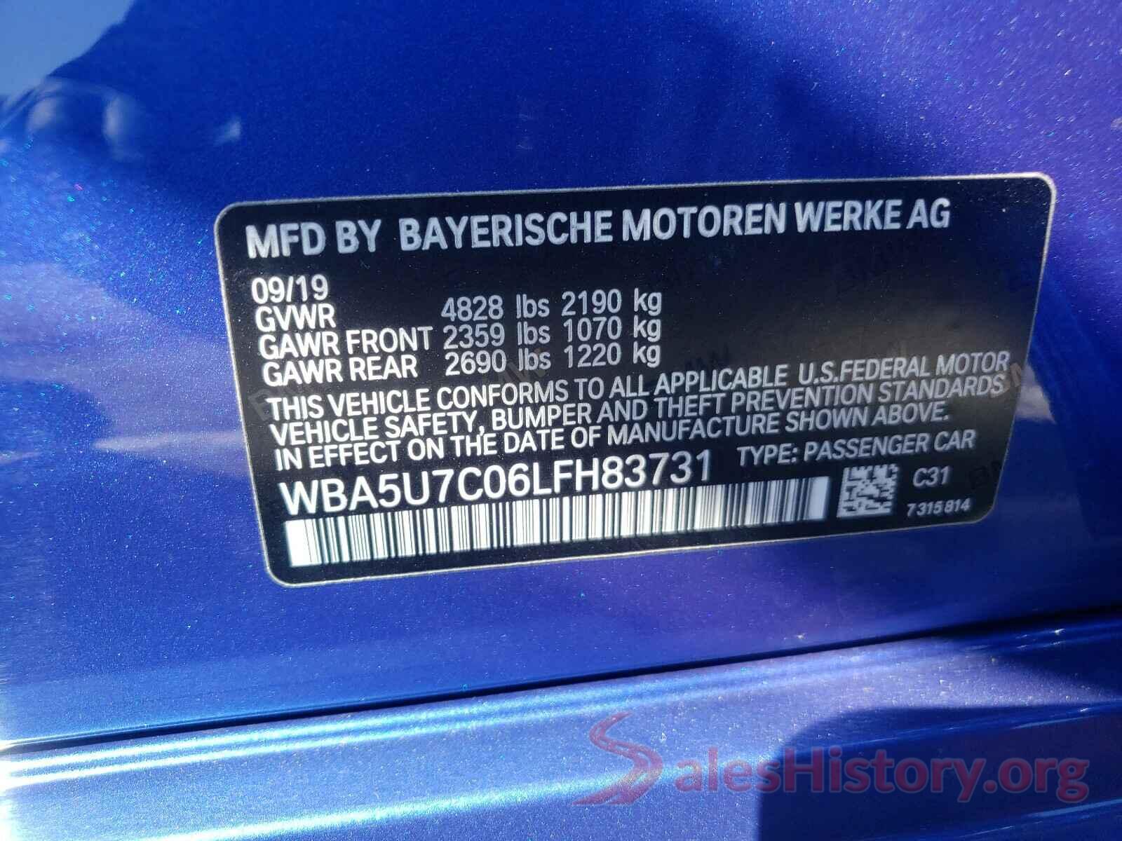 WBA5U7C06LFH83731 2020 BMW M3