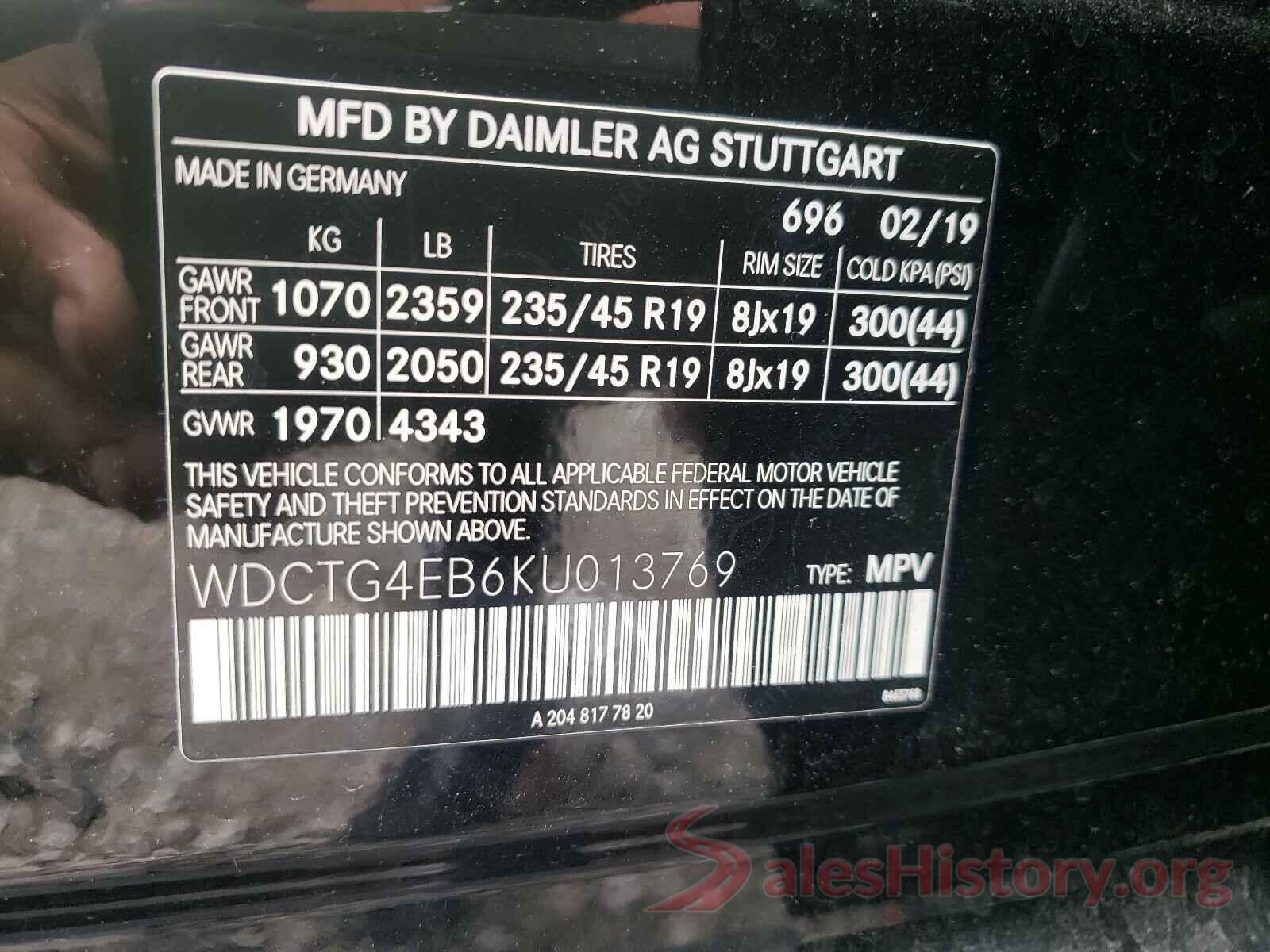 WDCTG4EB6KU013769 2019 MERCEDES-BENZ G CLASS