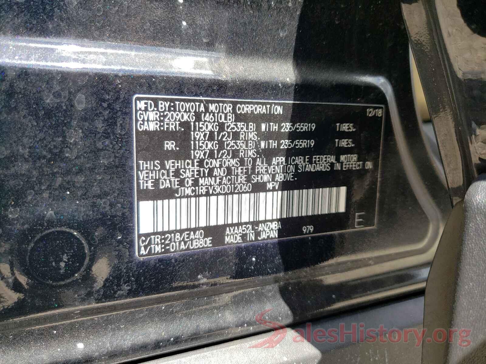 JTMC1RFV3KD012060 2019 TOYOTA RAV4