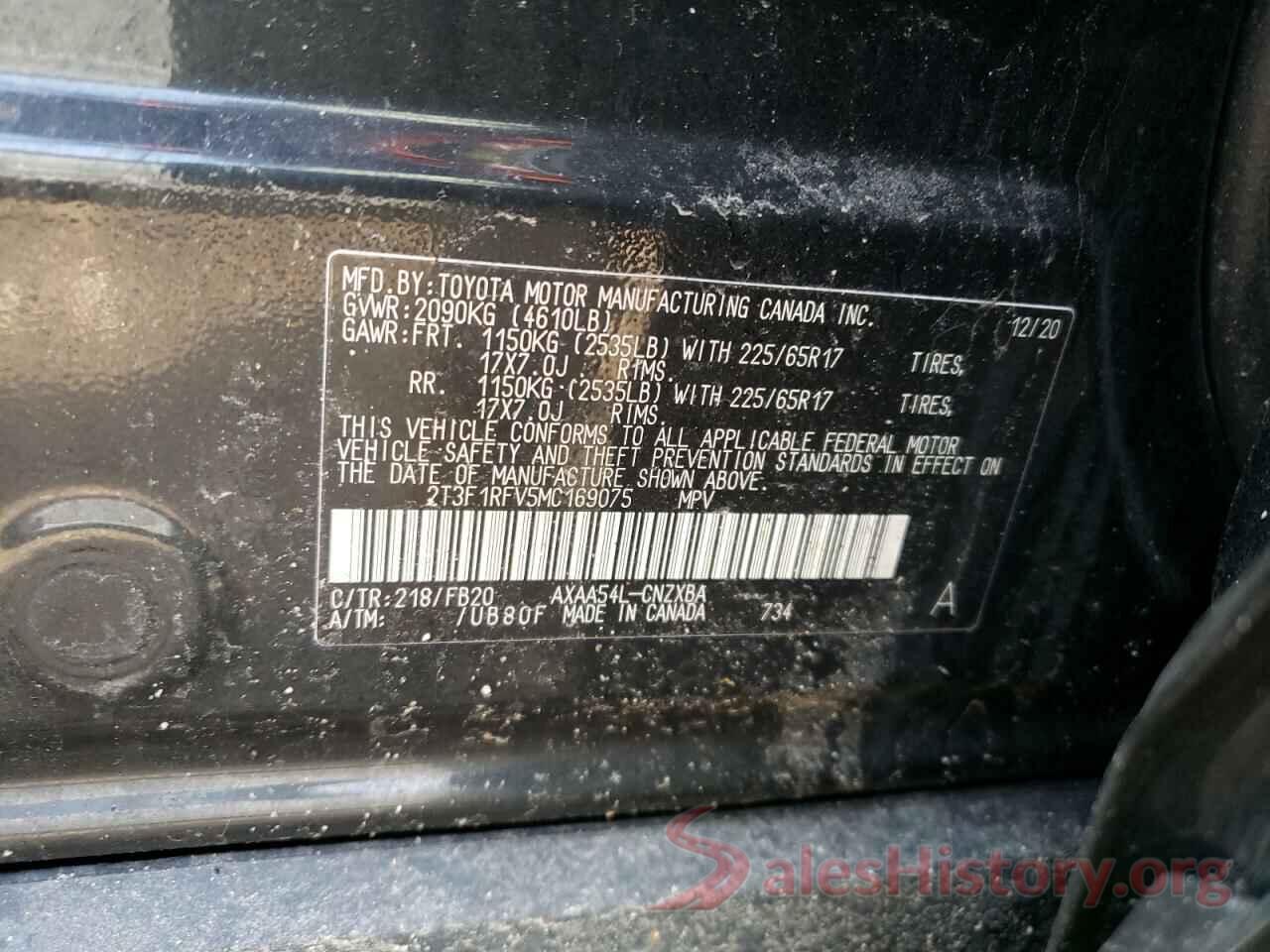 2T3F1RFV5MC169075 2021 TOYOTA RAV4