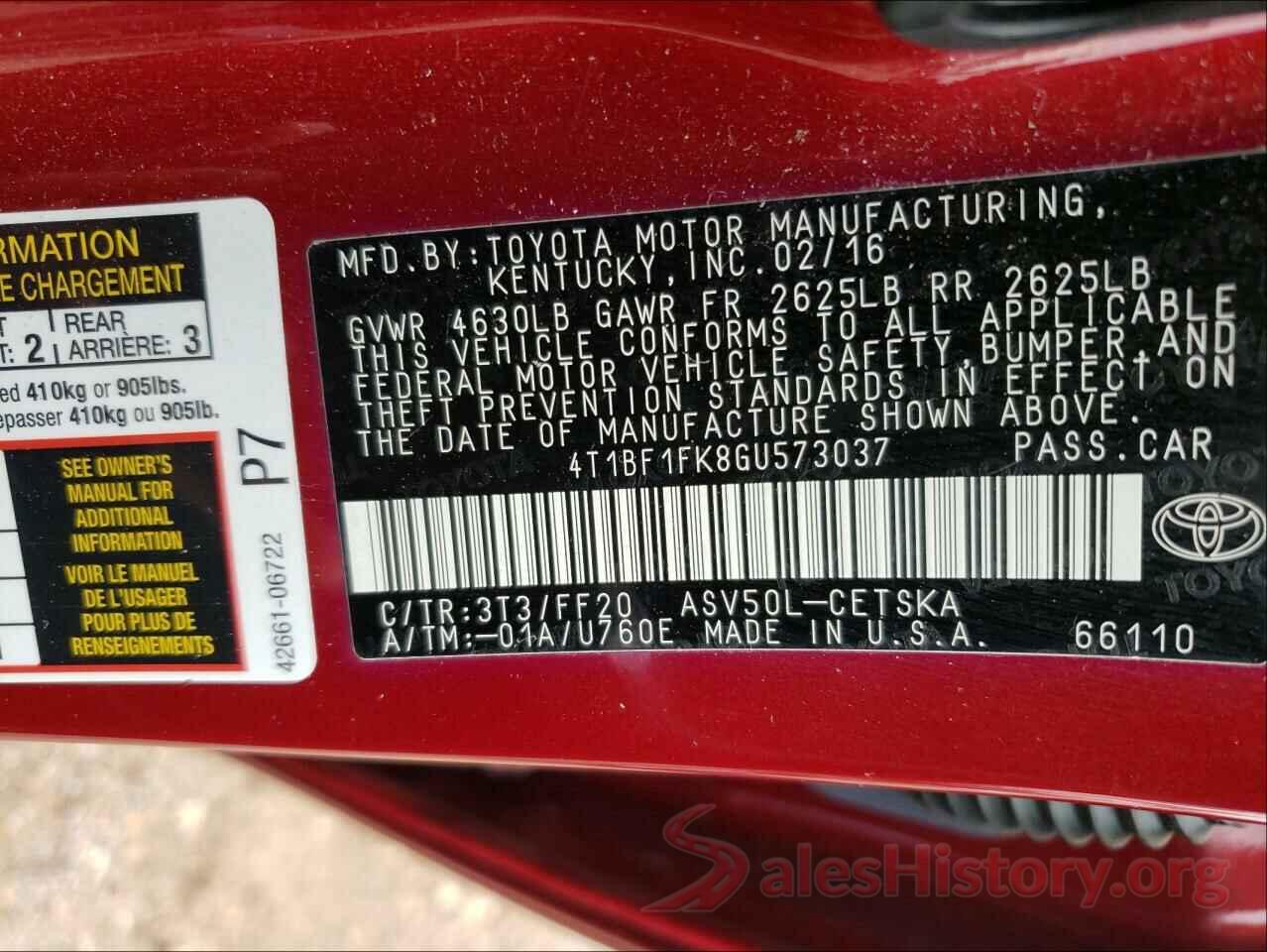 4T1BF1FK8GU573037 2016 TOYOTA CAMRY