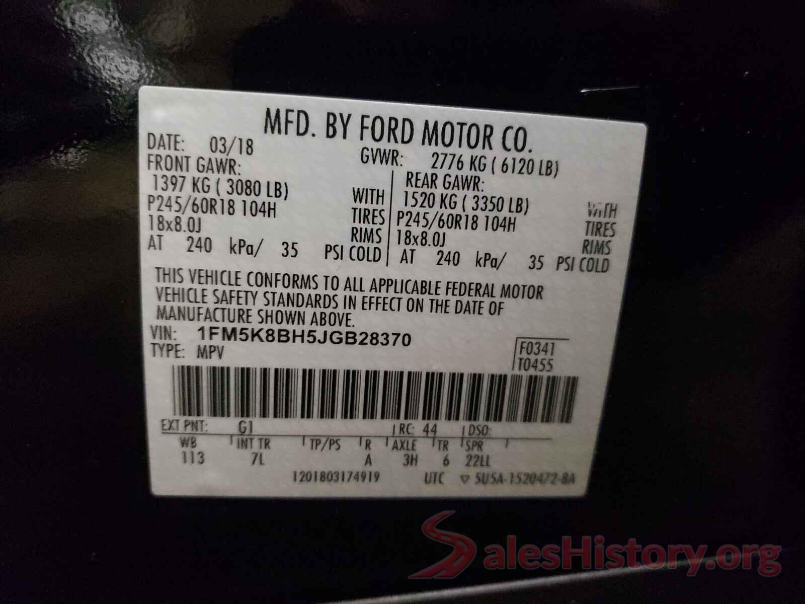 1FM5K8BH5JGB28370 2018 FORD EXPLORER