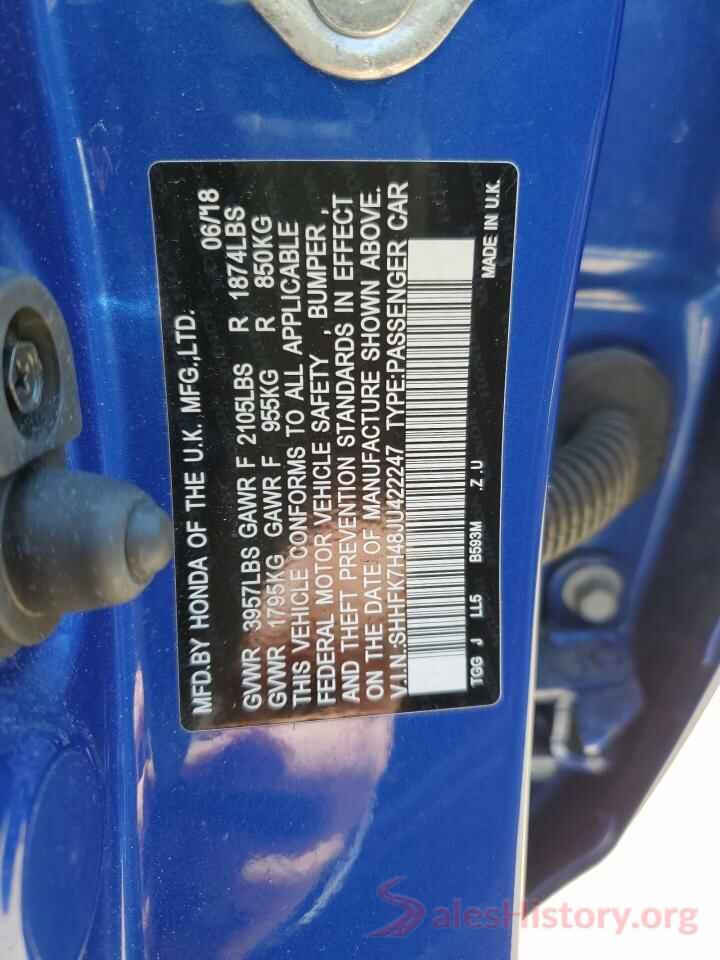 SHHFK7H48JU422247 2018 HONDA CIVIC