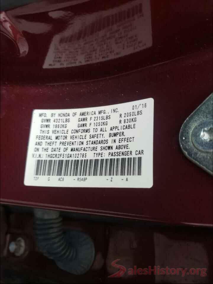 1HGCR2F51GA102785 2016 HONDA ACCORD