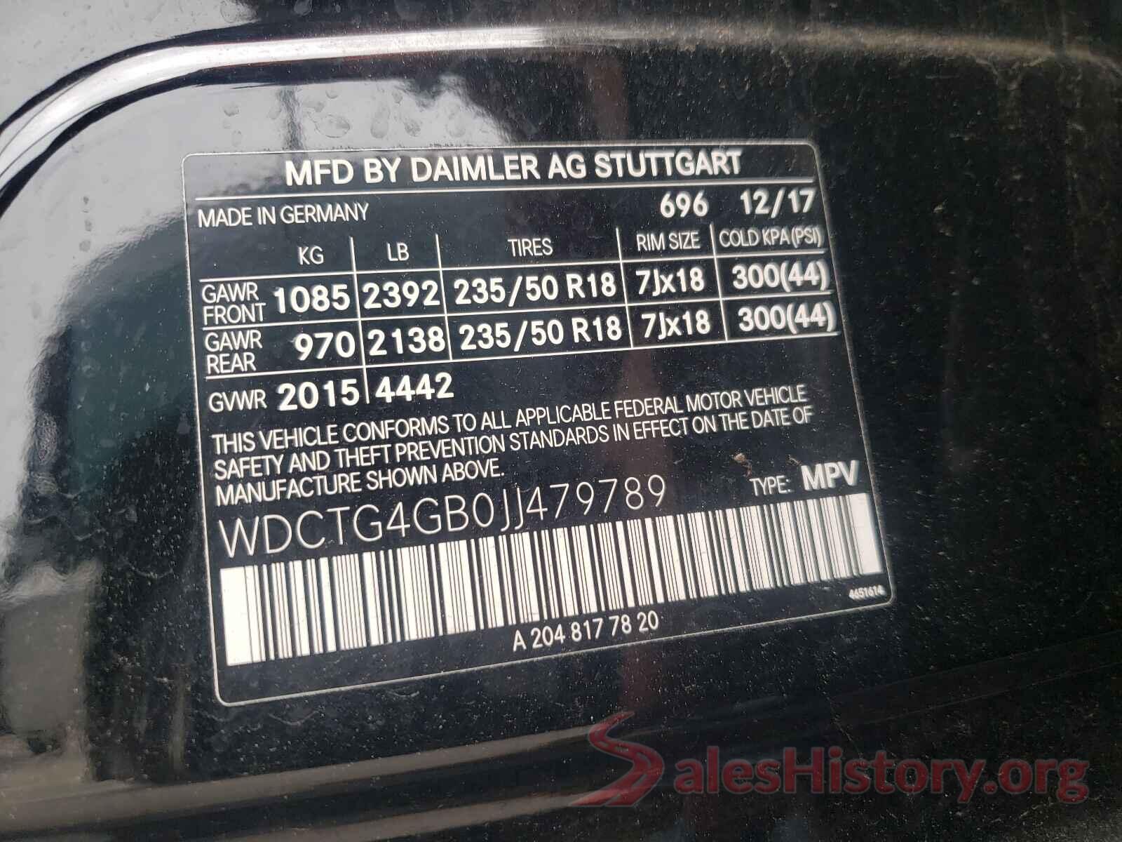 WDCTG4GB0JJ479789 2018 MERCEDES-BENZ GLA-CLASS