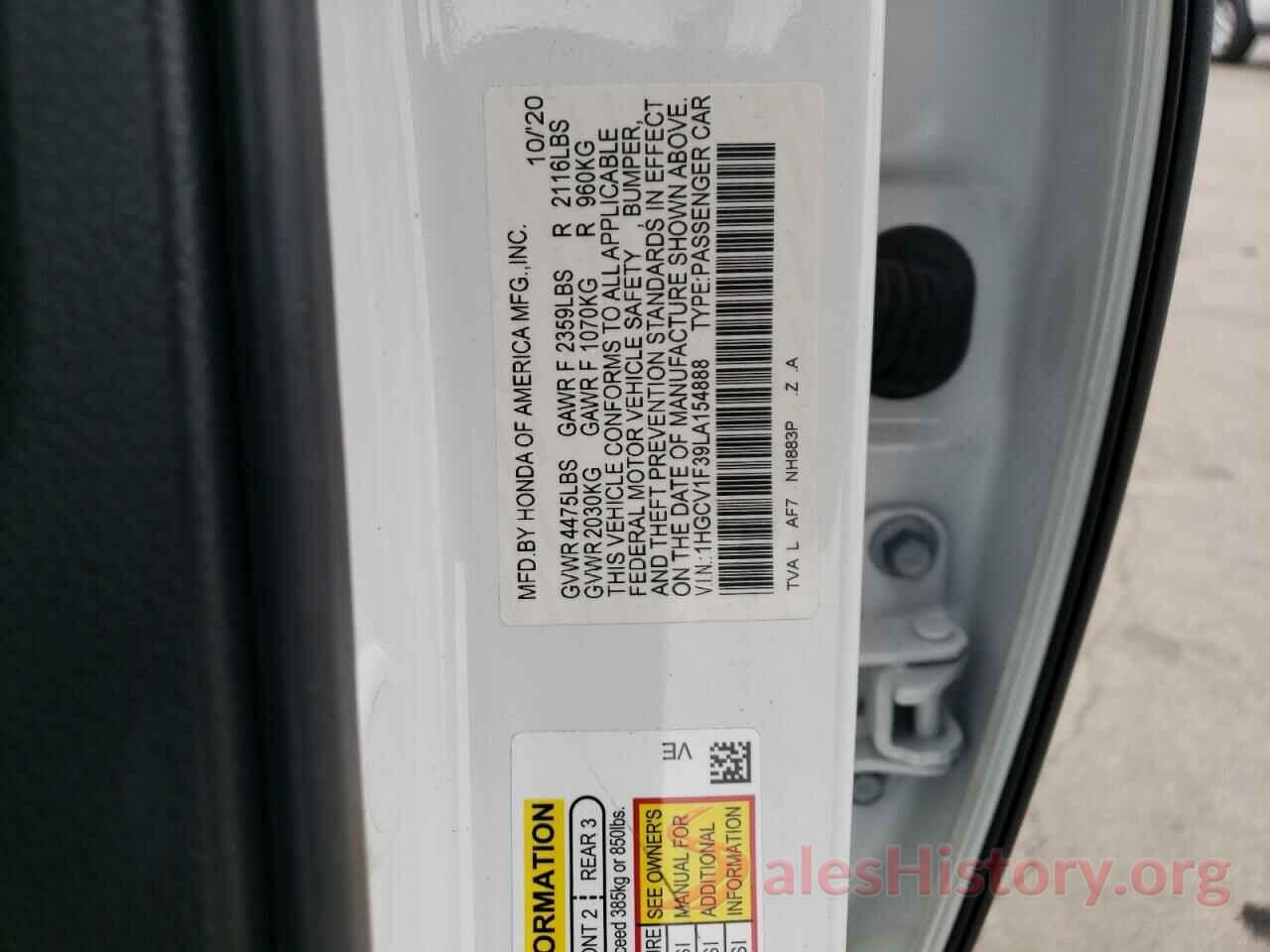 1HGCV1F39LA154888 2020 HONDA ACCORD