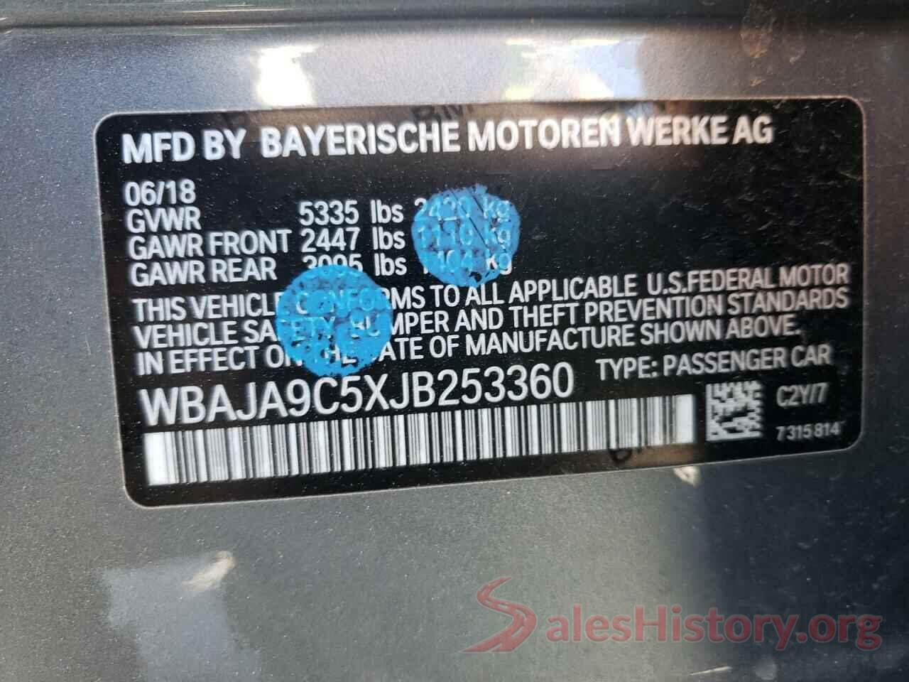 WBAJA9C5XJB253360 2018 BMW 5 SERIES