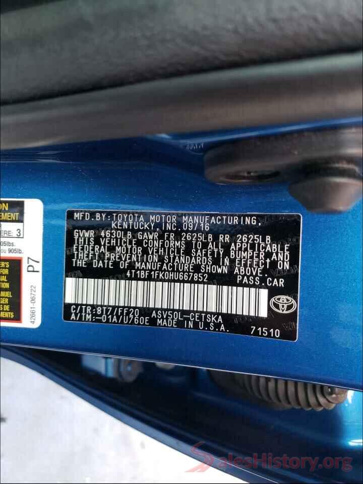 4T1BF1FK0HU667852 2017 TOYOTA CAMRY