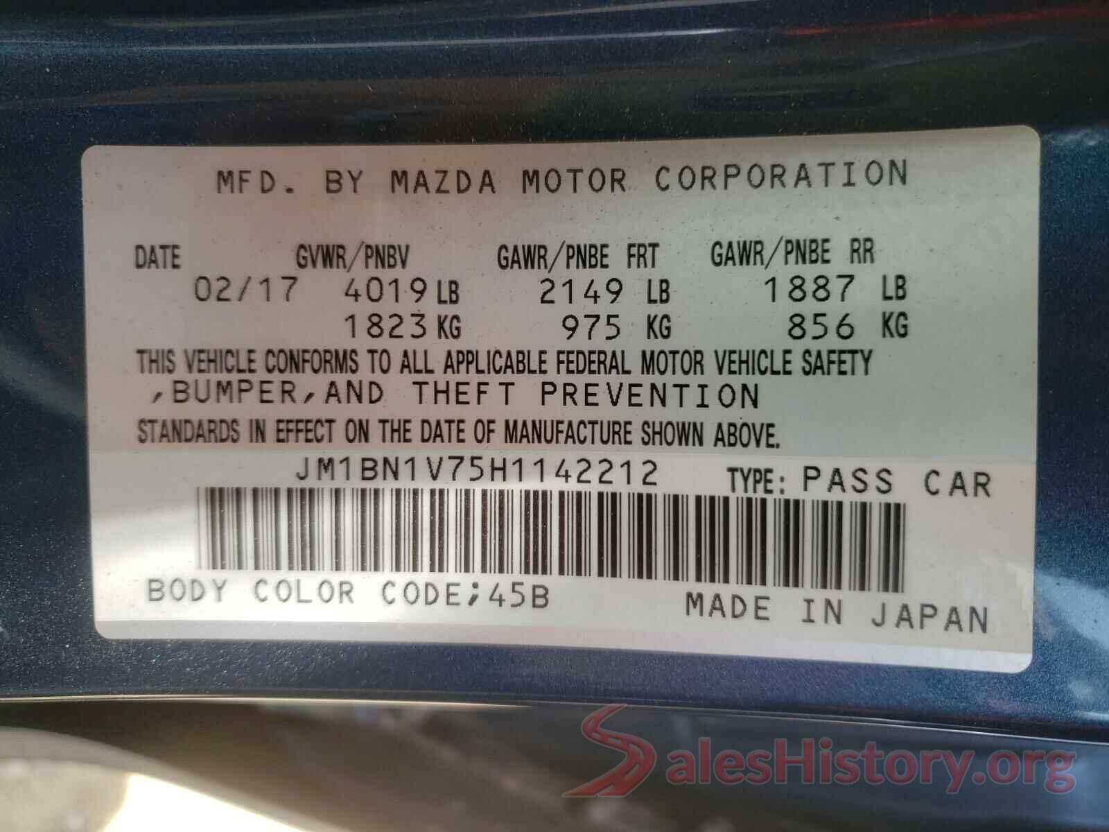 JM1BN1V75H1142212 2017 MAZDA 3