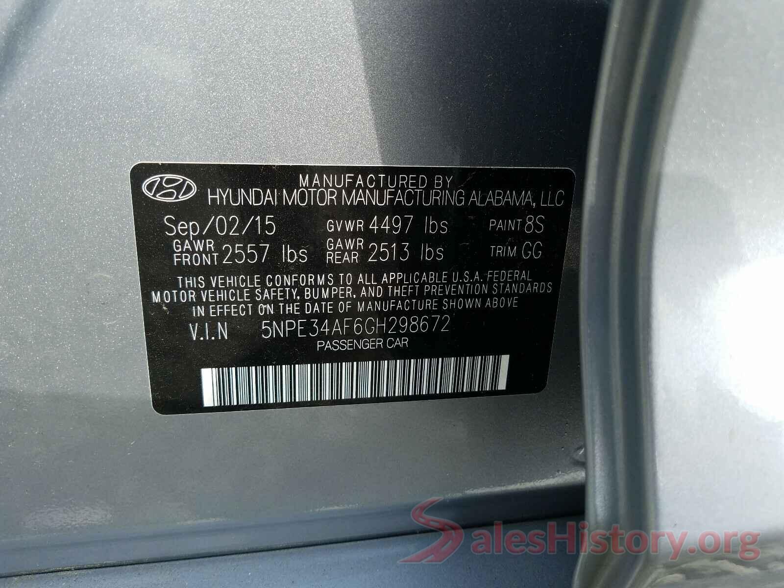 5NPE34AF6GH298672 2016 HYUNDAI SONATA