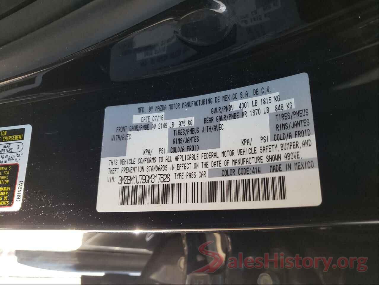 3MZBM1U79GM317628 2016 MAZDA 3