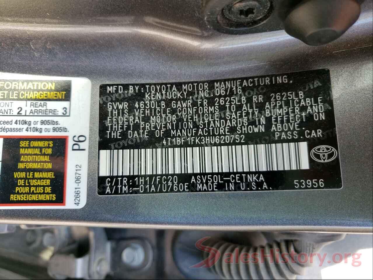 4T1BF1FK3HU620752 2017 TOYOTA CAMRY