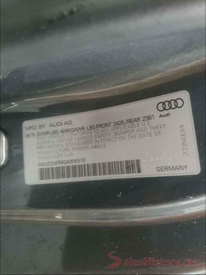 WAUD2AFR8GA006976 2016 AUDI A5