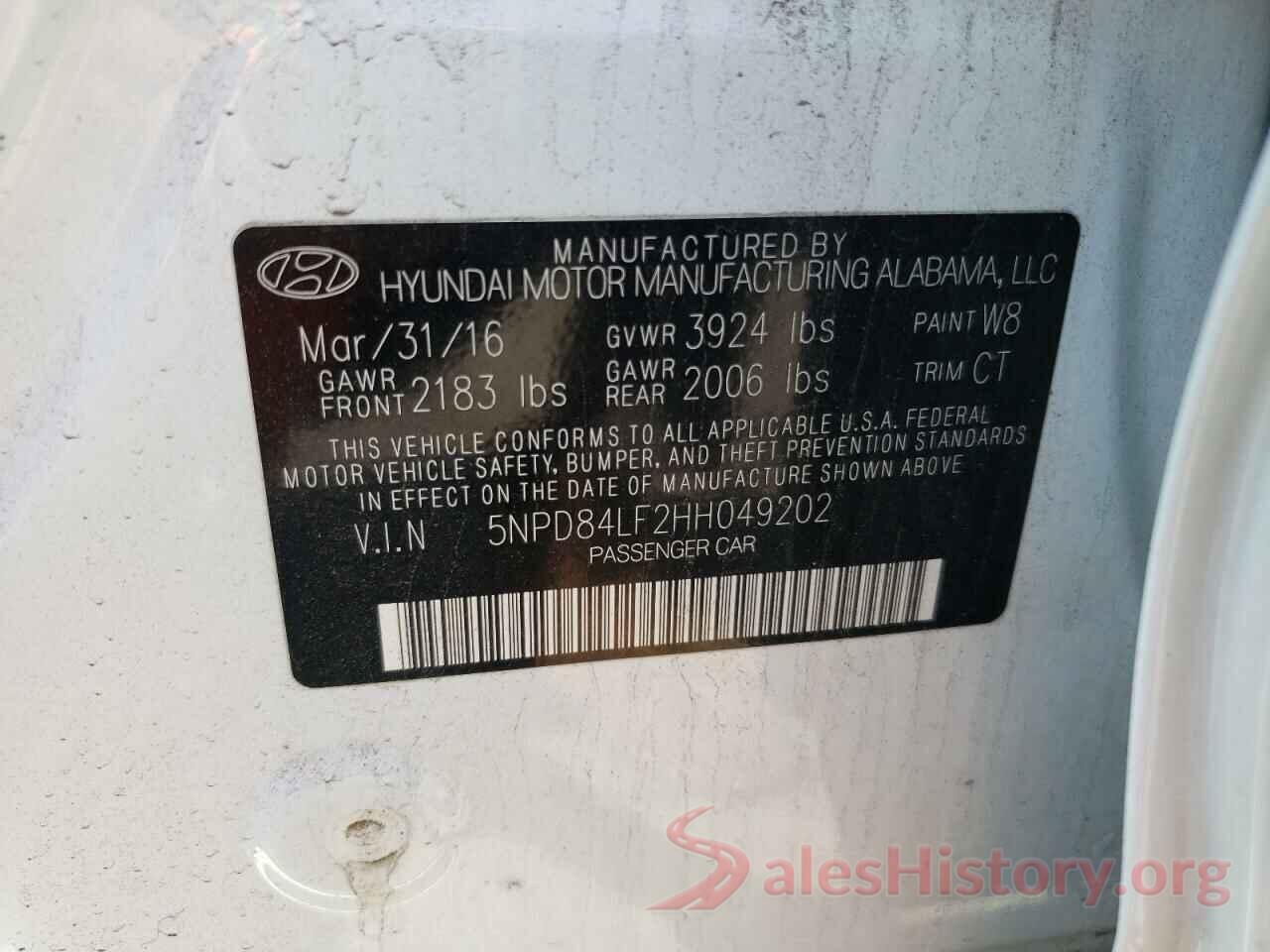 5NPD84LF2HH049202 2017 HYUNDAI ELANTRA