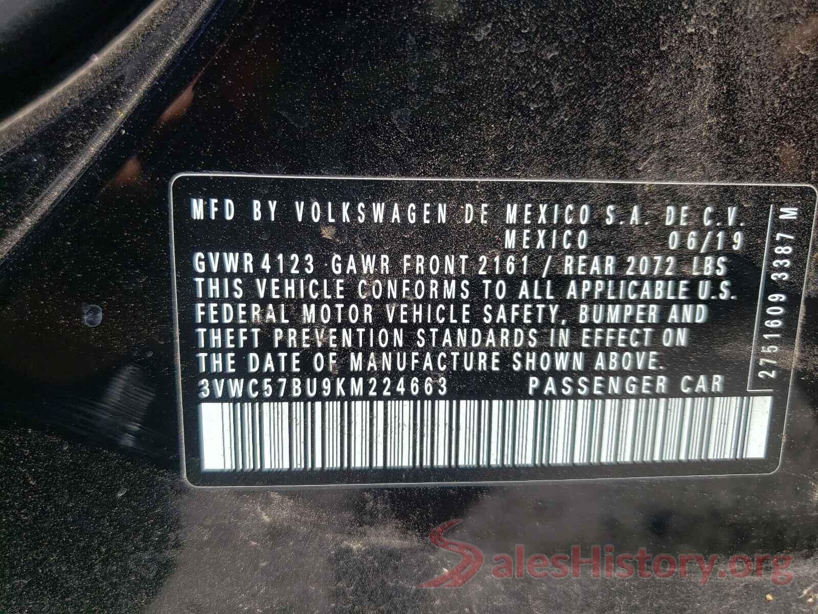 3VWC57BU9KM224663 2018 VOLKSWAGEN JETTA