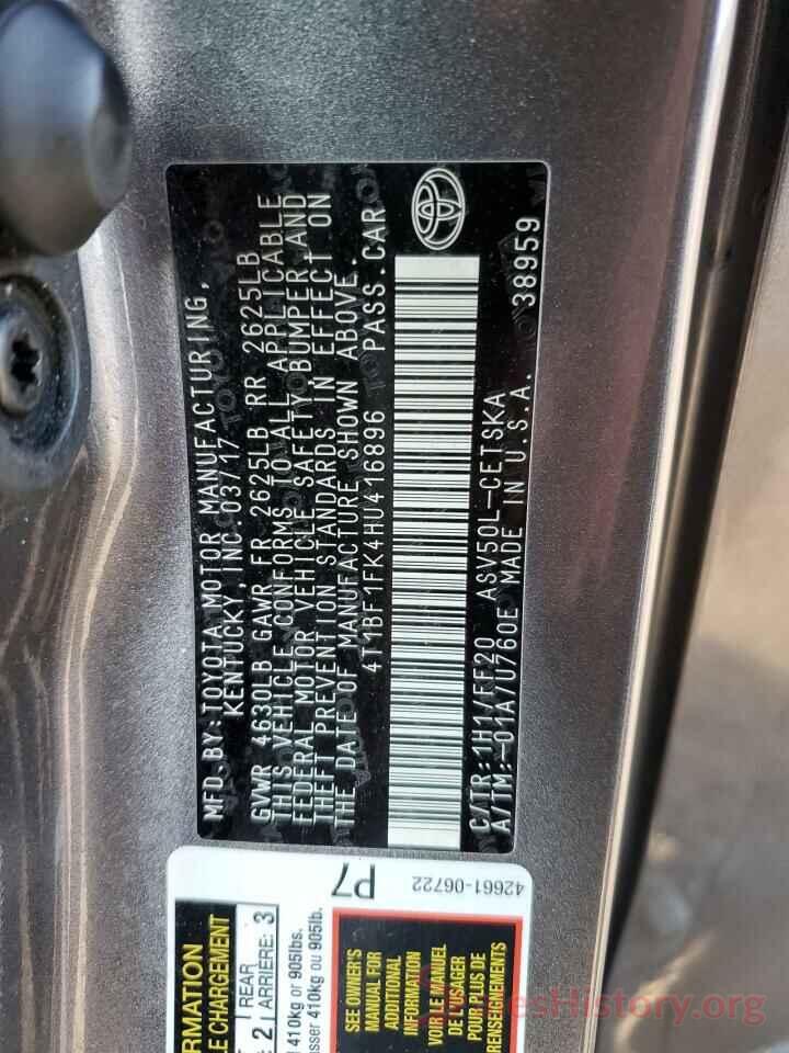 4T1BF1FK4HU416896 2017 TOYOTA CAMRY