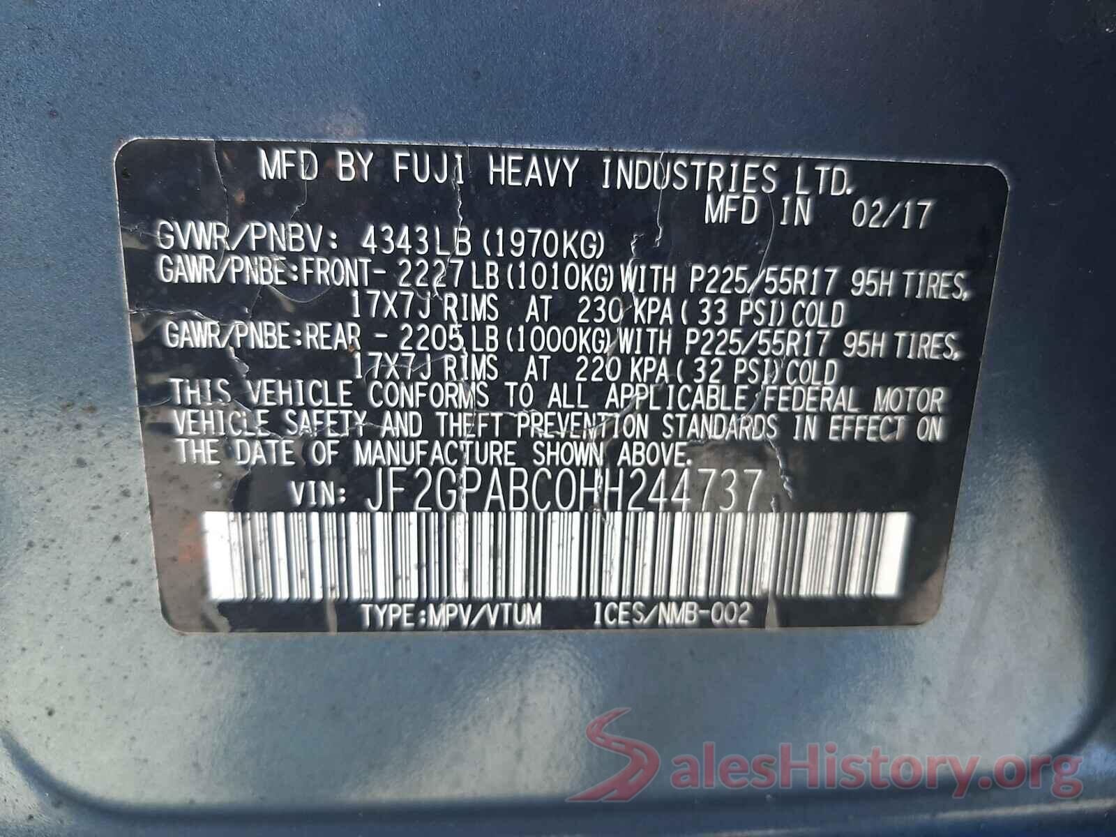 JF2GPABC0HH244737 2017 SUBARU CROSSTREK