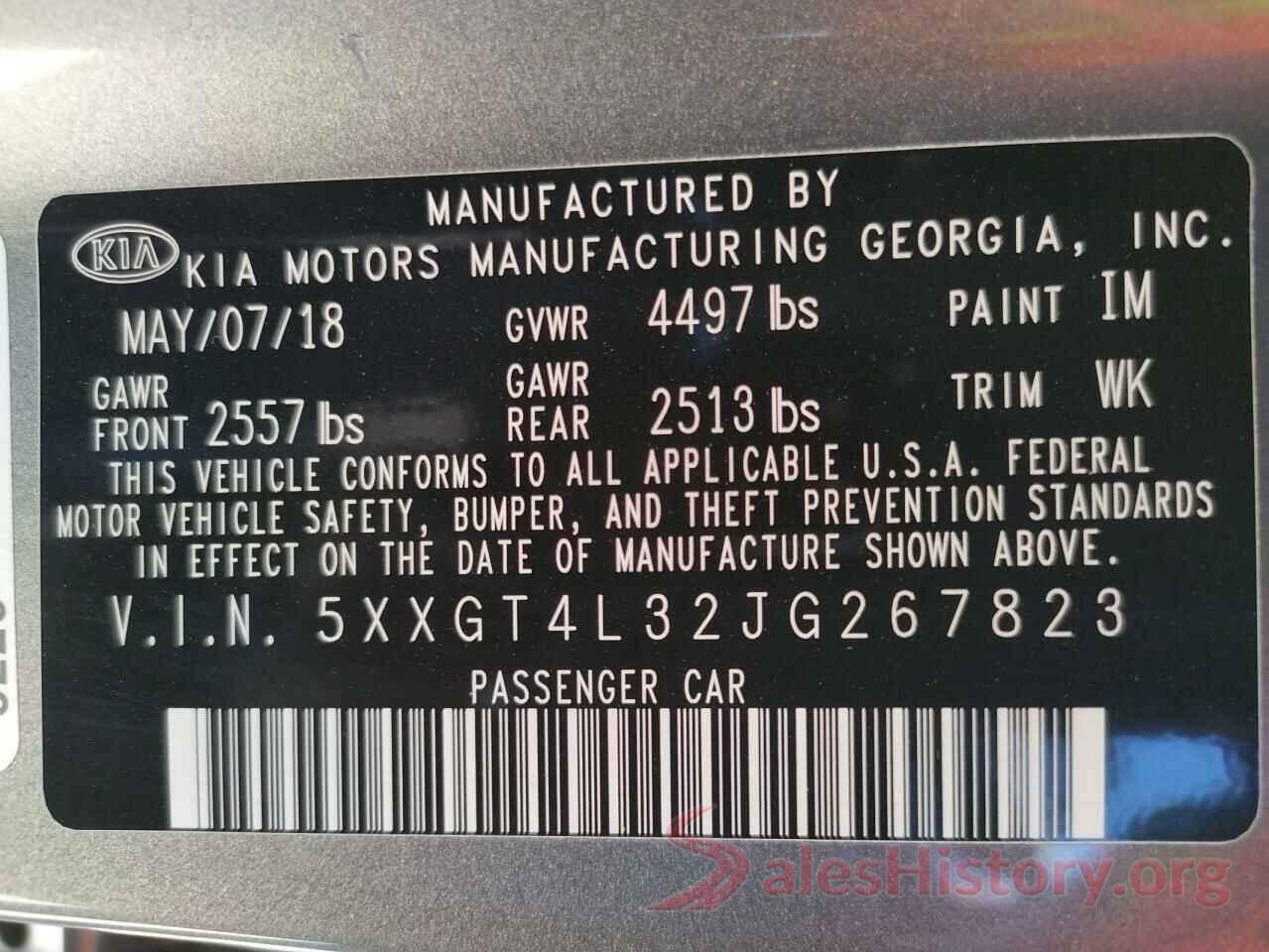 5XXGT4L32JG267823 2018 KIA OPTIMA