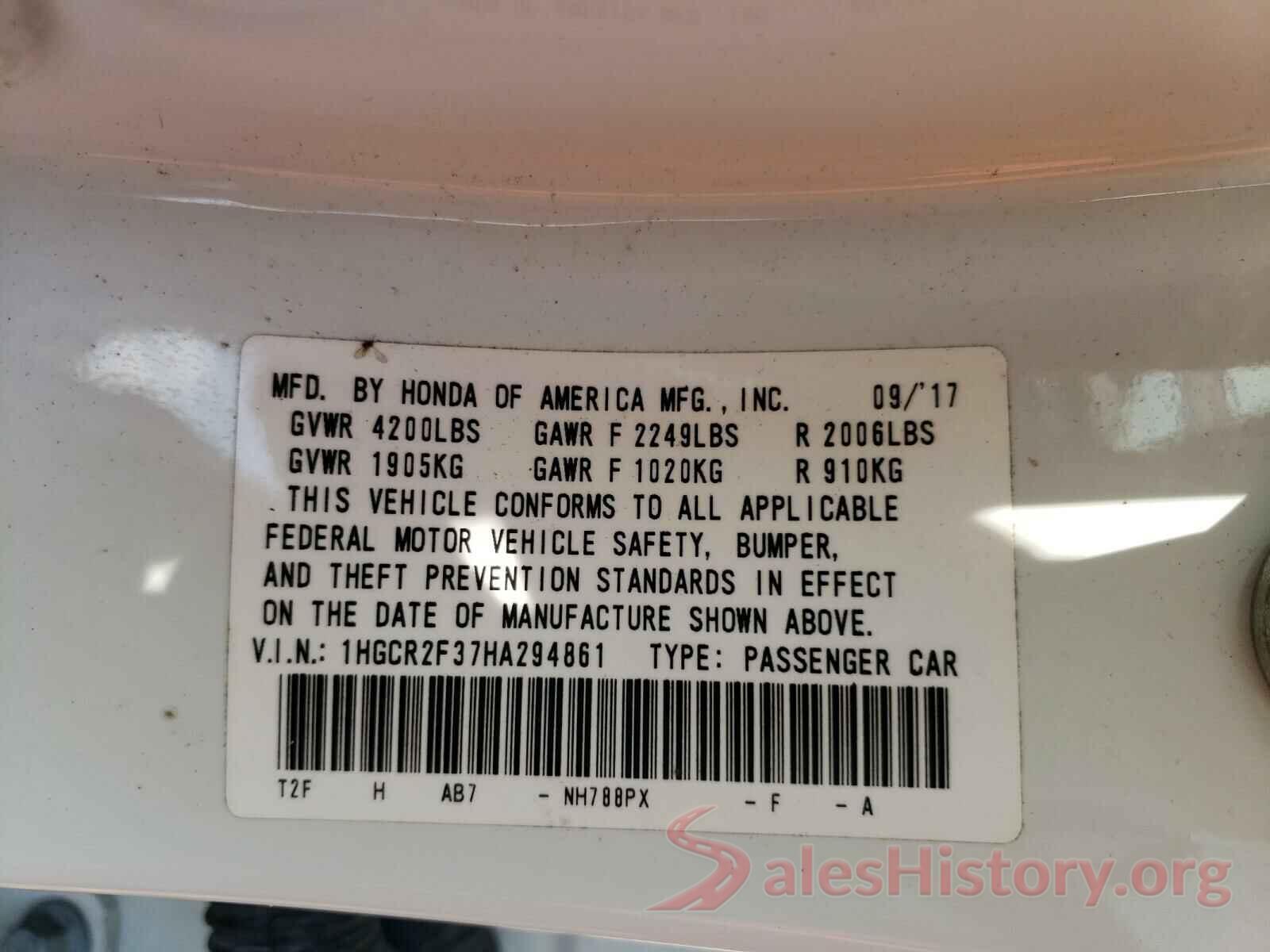 1HGCR2F37HA294861 2017 HONDA ACCORD