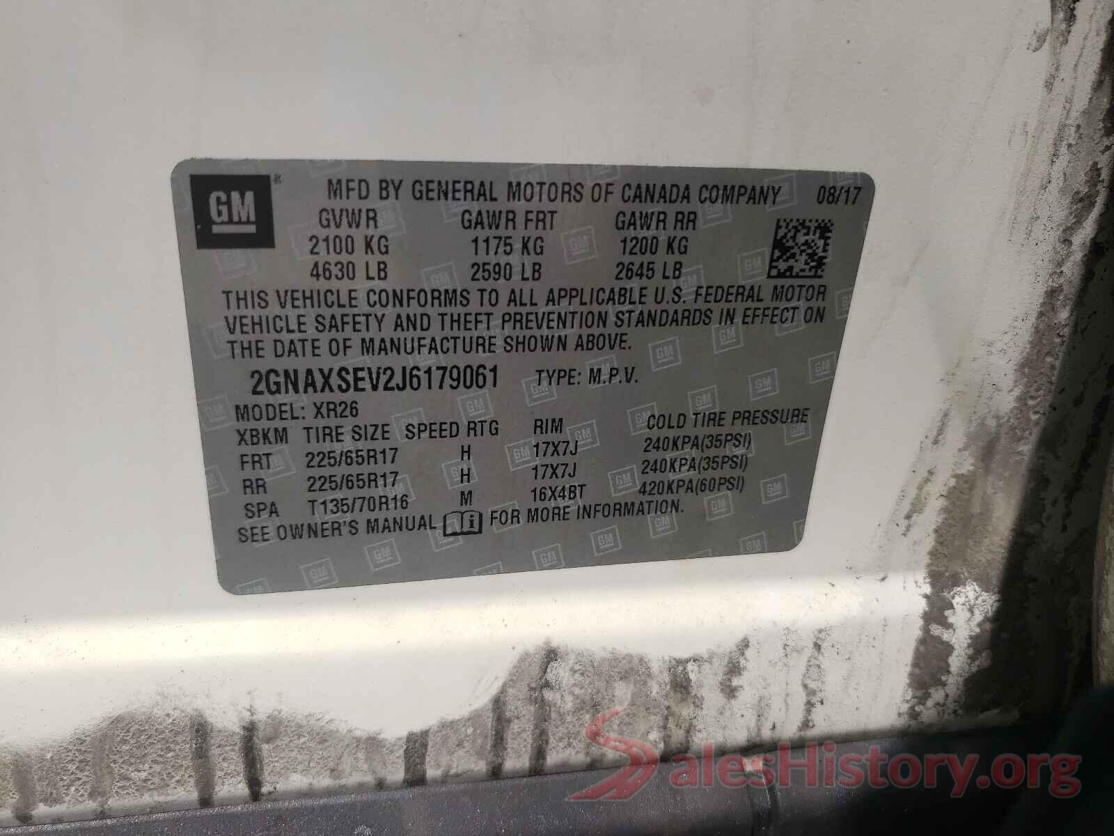 2GNAXSEV2J6179061 2018 CHEVROLET EQUINOX