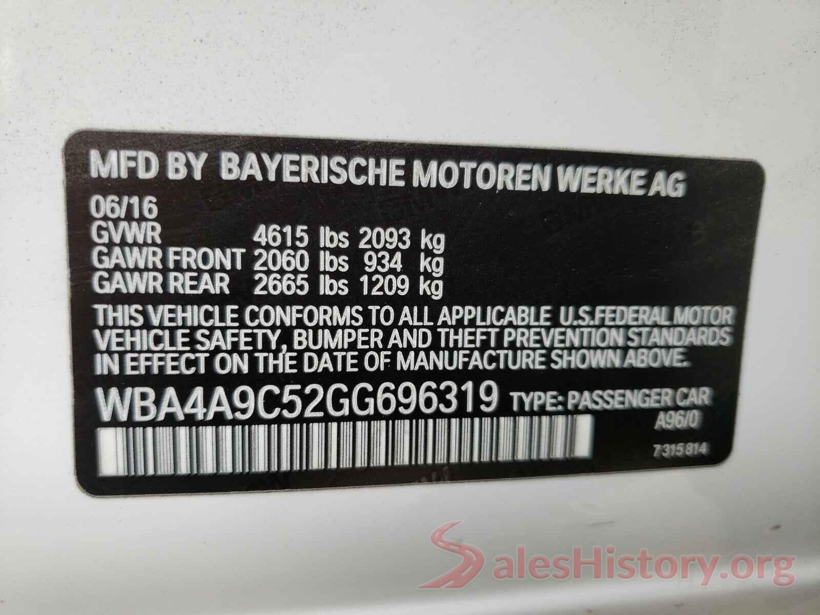 WBA4A9C52GG696319 2016 BMW 4 SERIES