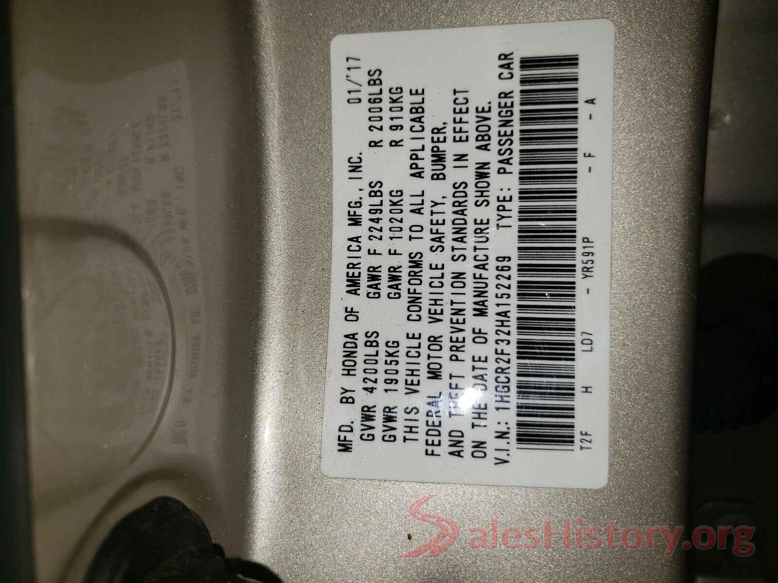 1HGCR2F32HA152269 2017 HONDA ACCORD