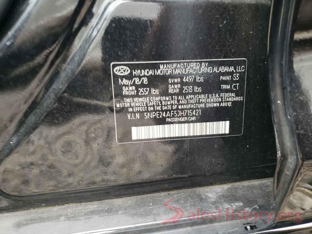 5NPE24AF5JH715421 2018 HYUNDAI SONATA