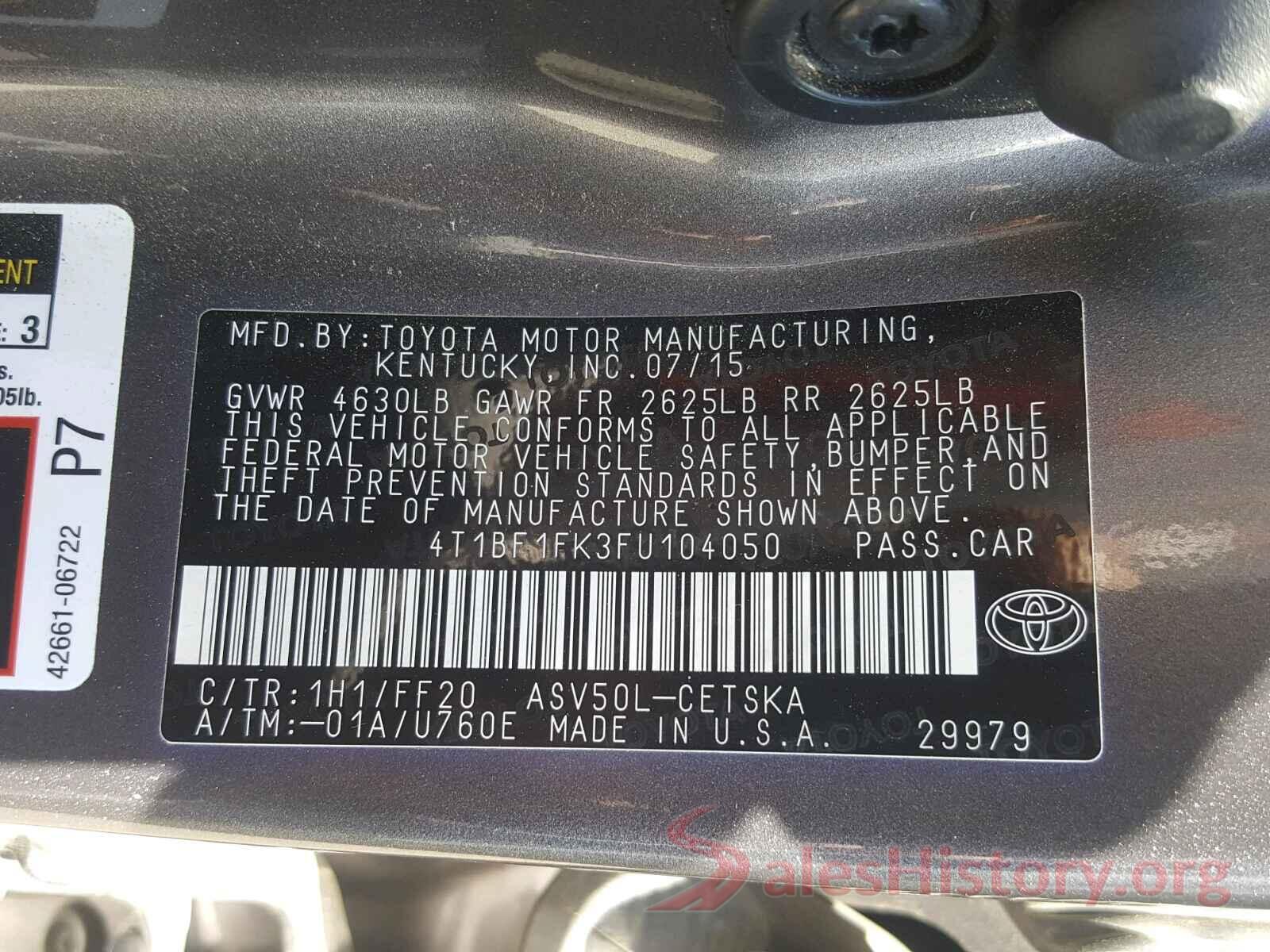 4T1BF1FK3FU104050 2015 TOYOTA CAMRY