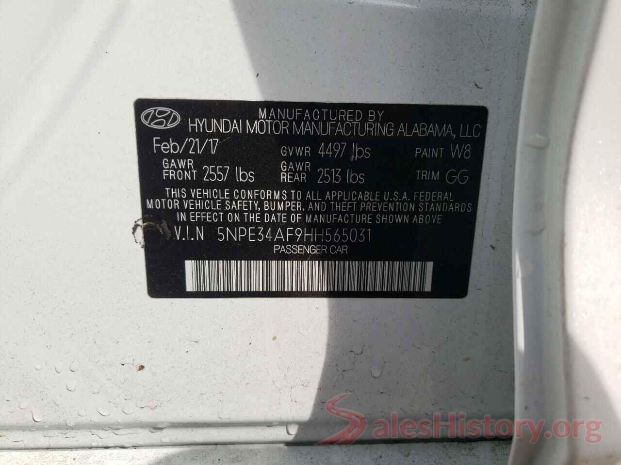 5NPE34AF9HH565031 2017 HYUNDAI SONATA