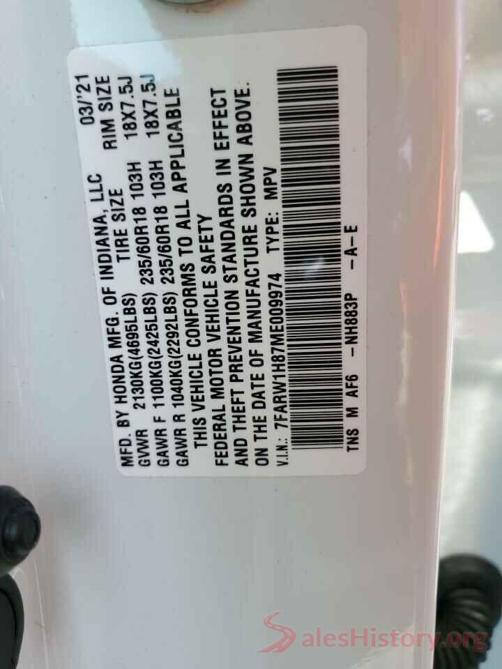 7FARW1H87ME009974 2021 HONDA CRV