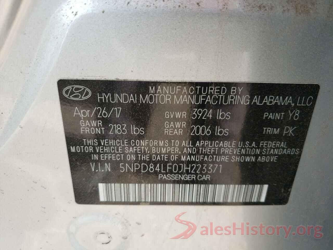 5NPD84LF0JH223371 2018 HYUNDAI ELANTRA