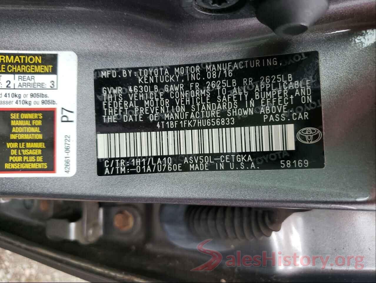 4T1BF1FK7HU656833 2017 TOYOTA CAMRY